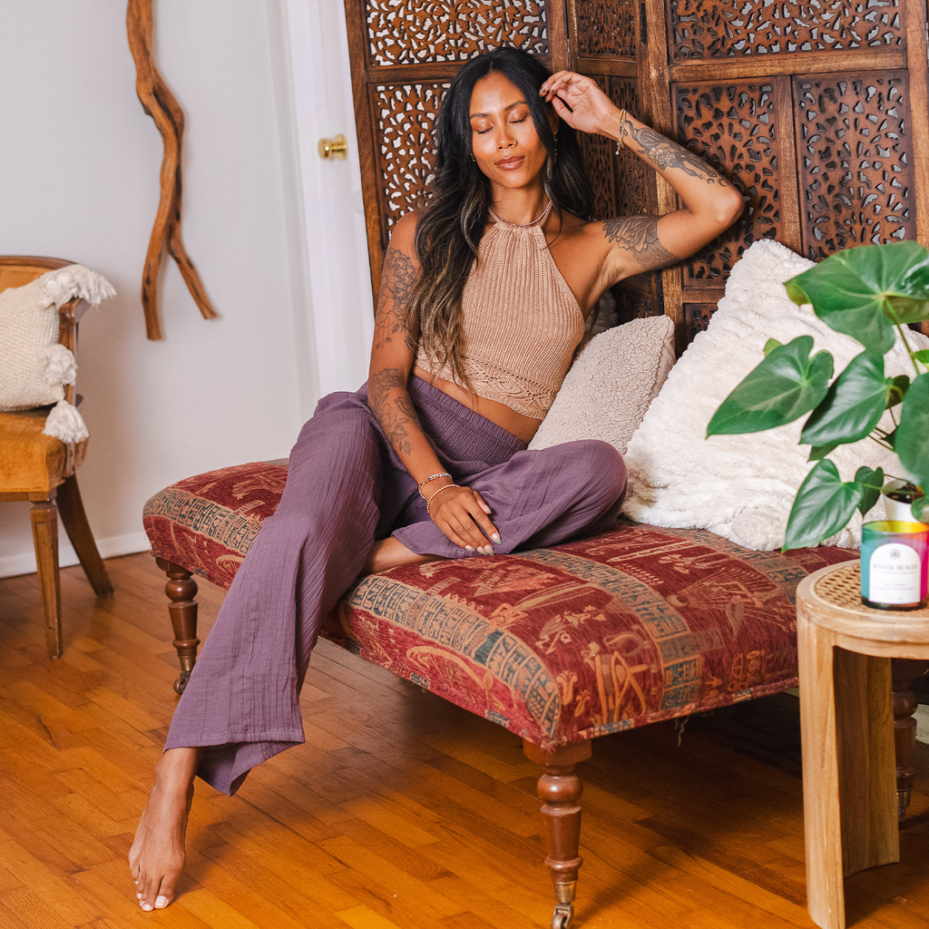 Pantalon coton - Prune