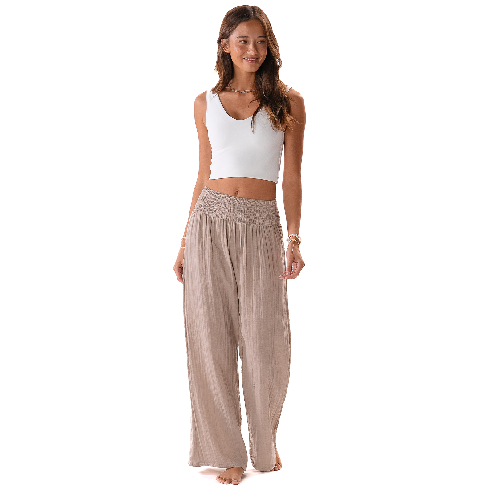 Pantalon large en coton - Stone