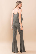 Pantalon évasé en tricot côtelé