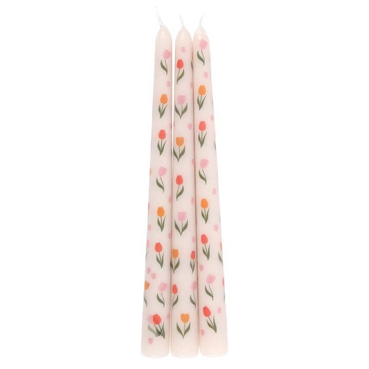 Ensemble de 3 bougies imprimées tulipes