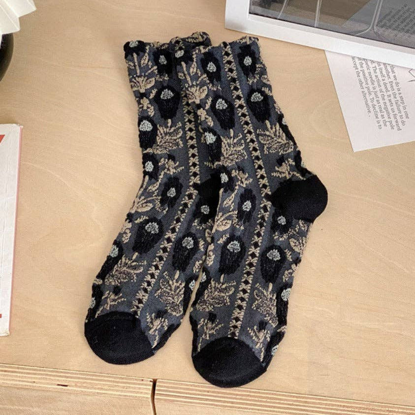 Chaussettes Florales Vintage gaufrées