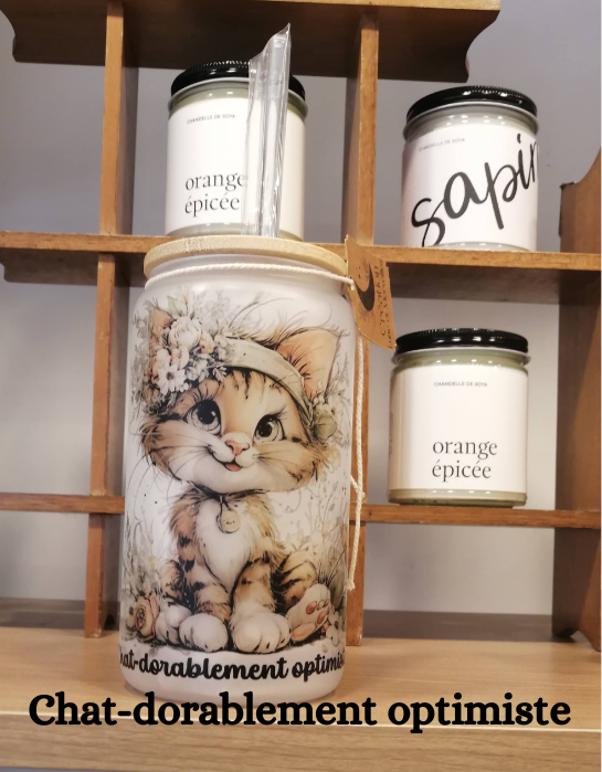 Gobelets givrés – Chats avec couvercle en bambou