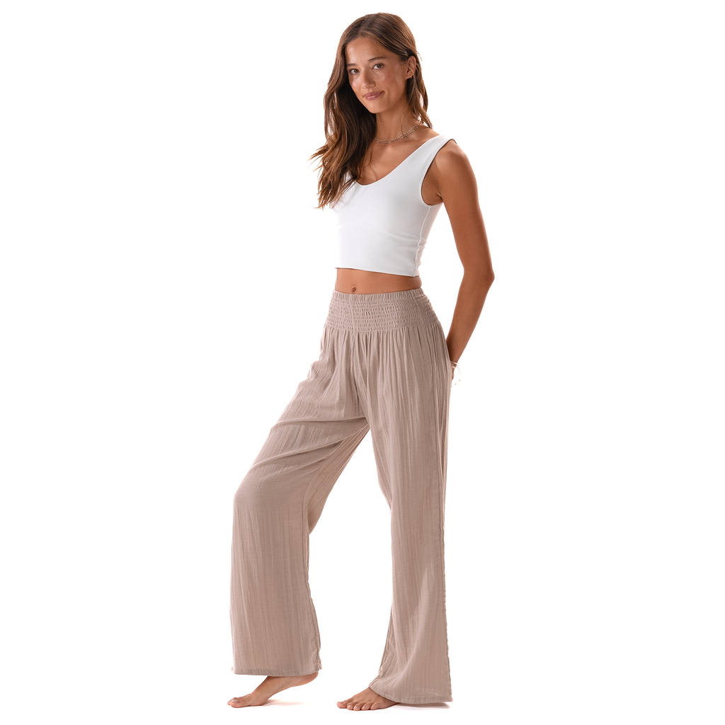 Pantalon large en coton - Stone
