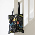 Sac fourre-tout en polycoton à motif floral noir