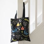 Sac fourre-tout en polycoton à motif floral noir