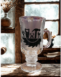 Mug transparent décoré d’un motif d’outils en vinyle noir appliqué d’un seul côté.