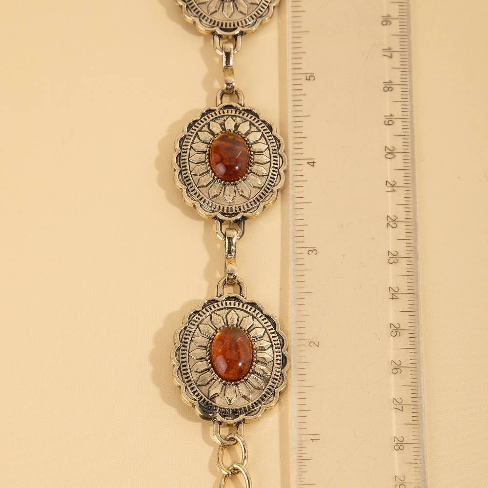 Ceinture concho ovale ambré vintage