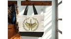 Sac réutilisable (tote bag) décoré d’un papillon lunaire entouré de motifs botaniques et phases de lune.