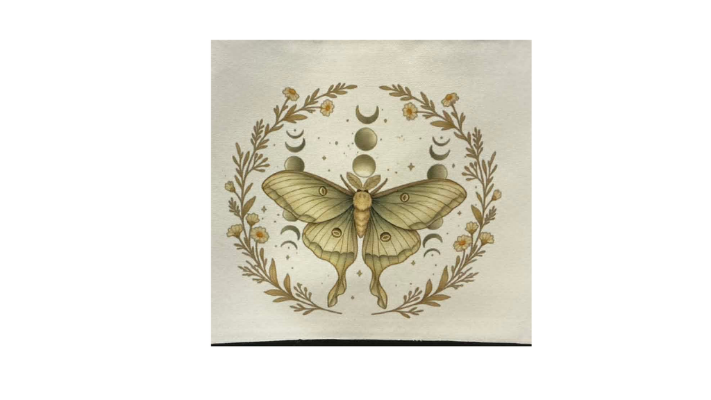 Sac réutilisable papillon lunaire – Motifs botaniques – Style mystique et naturel