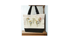 Sac réutilisable (Tote bag) décoré de fleurs colorées alignées sur la partie supérieure.