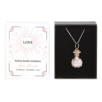 Collier Love Rose en forme de bouteille de potion en quartz avec copeaux de cristal