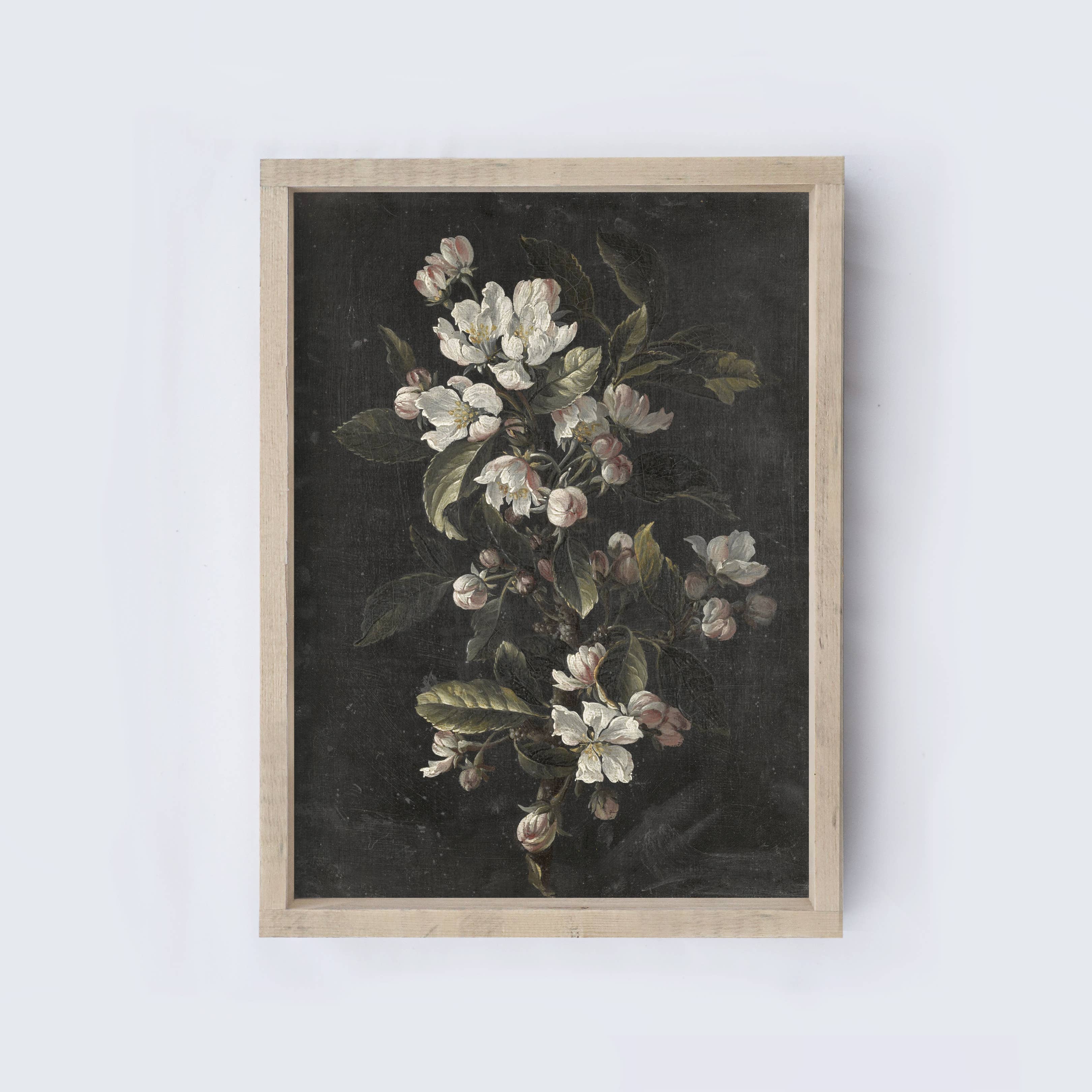 Impression encadrée vintage | Art mural floral foncé