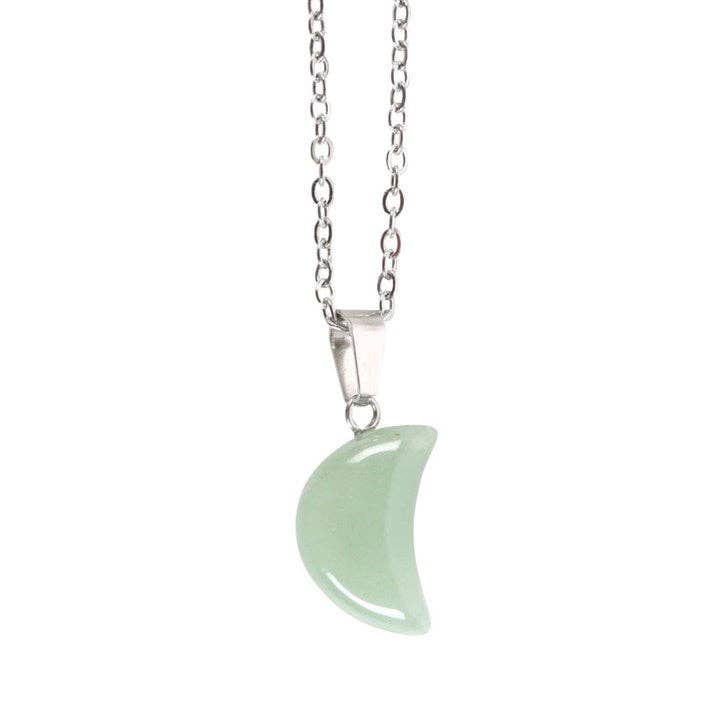 Collier lune d'aventurine verte sur carte de vœux