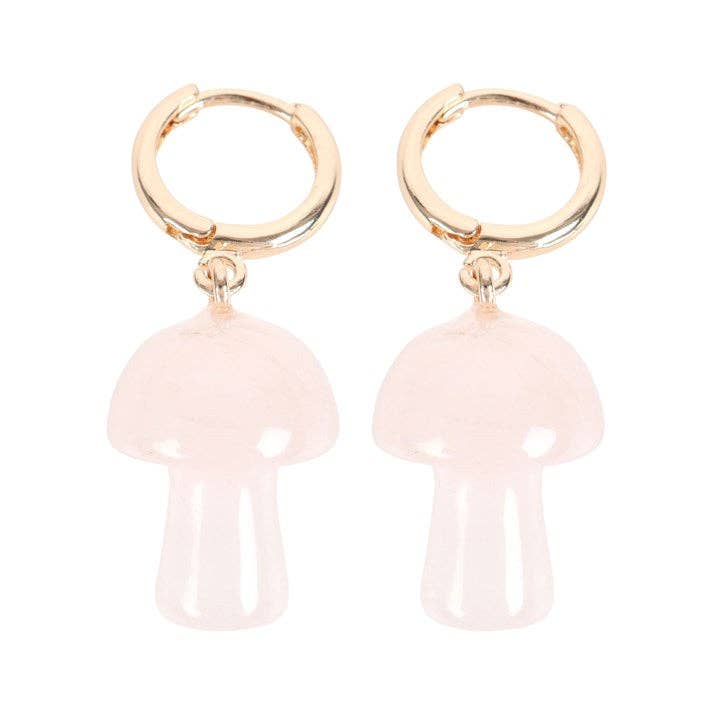 Boucles d'oreilles champignons en quartz rose