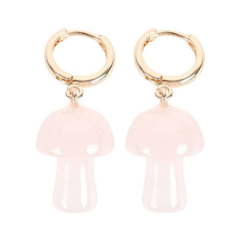Boucles d'oreilles champignons en quartz rose