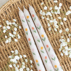 Ensemble de 3 bougies imprimées tulipes