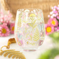 Verre sans pied à motif floral