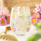 Verre sans pied à motif floral