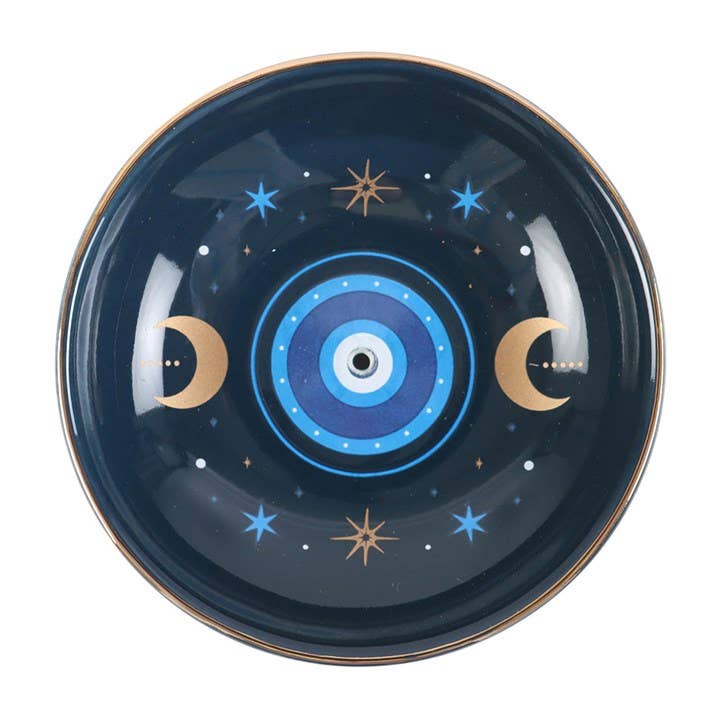 Porte-encens en forme de plateau avec impression de l'œil bleu omniscient