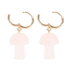 Boucles d'oreilles champignons en quartz rose