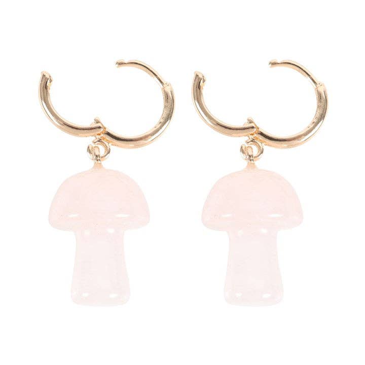 Boucles d'oreilles champignons en quartz rose