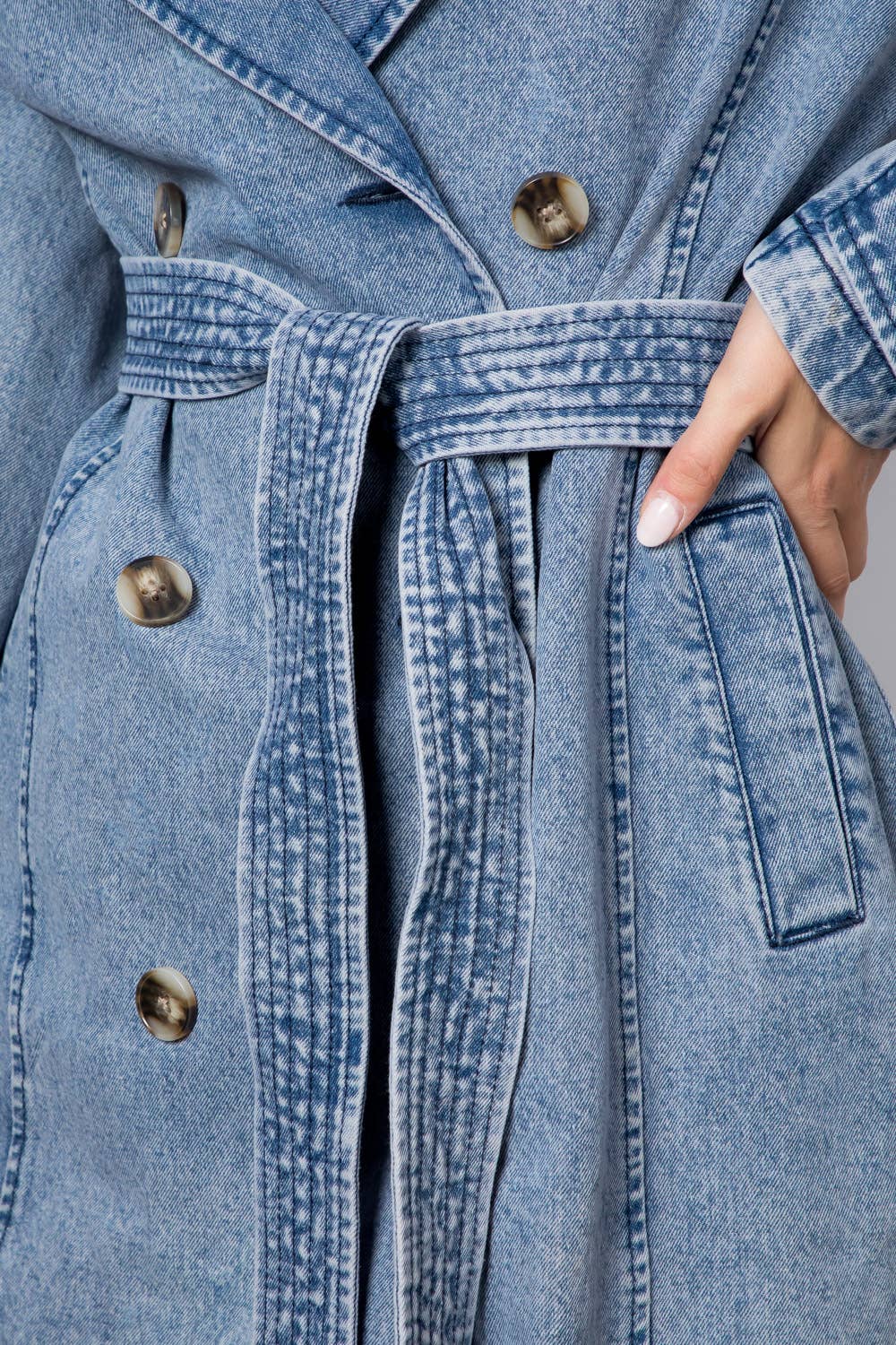 Trench en denim délavé moyen
