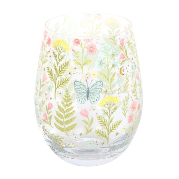 Verre sans pied à motif floral