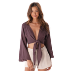 Haut à manches évasées en coton - Prune