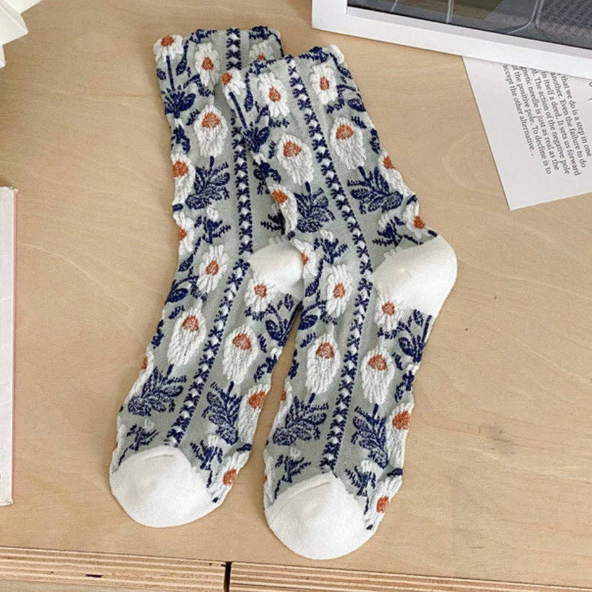 Chaussettes Florales Vintage gaufrées