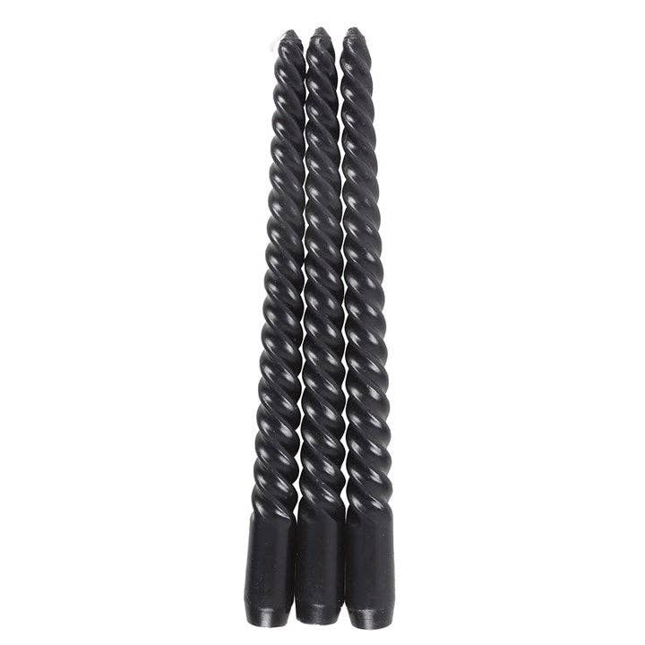 Ensemble de 3 bougies torsadées noires