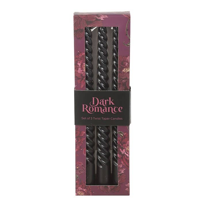 Ensemble de 3 bougies torsadées noires