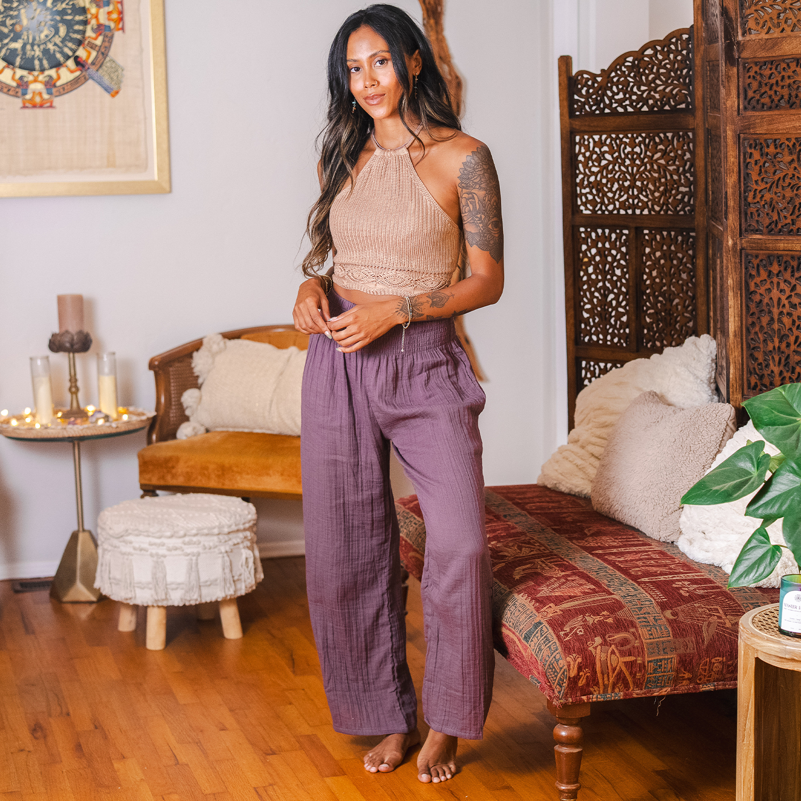 Pantalon coton - Prune