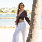 Haut à manches évasées en coton - Prune