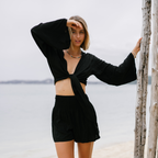 Short en rayonne - Noir