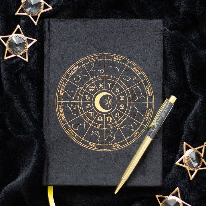 Carnet Astrologie avec stylo obsidienne noire
