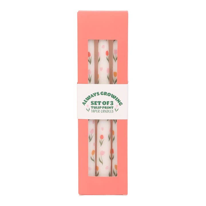 Ensemble de 3 bougies imprimées tulipes