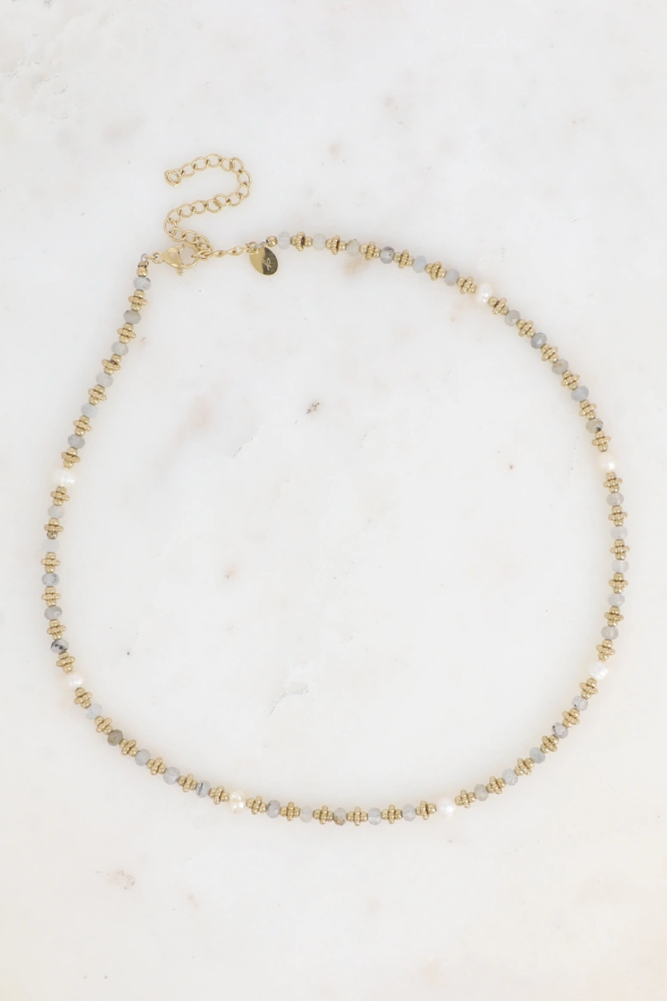 Collier Clarisse - pierres naturelles et perles d'eau douce