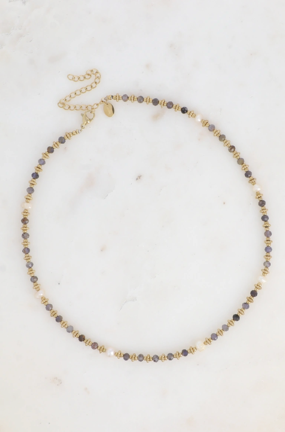 Collier Clarisse - pierres naturelles et perles d'eau douce