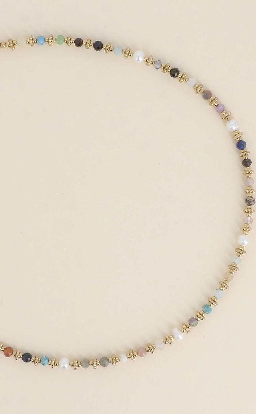 Collier Clarisse - pierres naturelles et perles d'eau douce