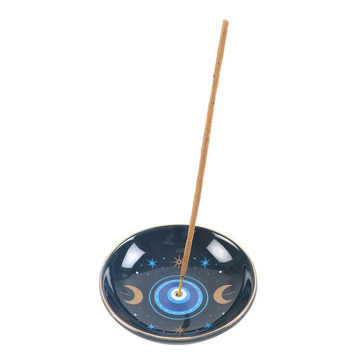 Porte-encens en forme de plateau avec impression de l'œil bleu omniscient