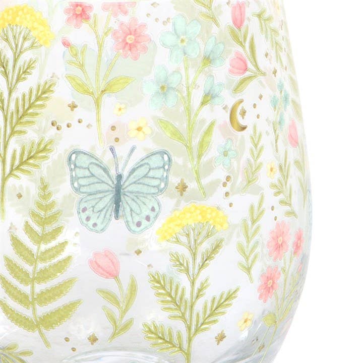 Verre sans pied à motif floral