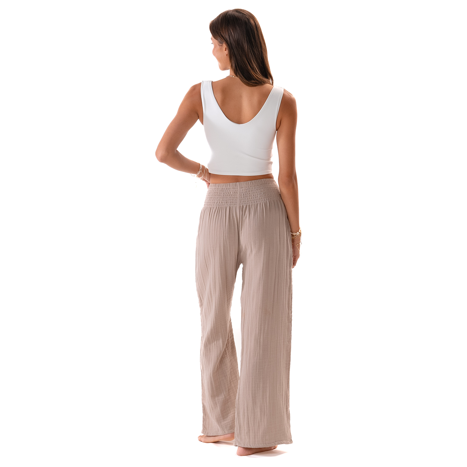 Pantalon large en coton - Stone