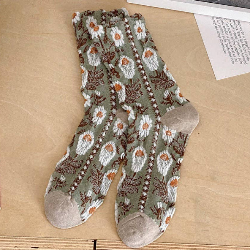 Chaussettes Florales Vintage gaufrées