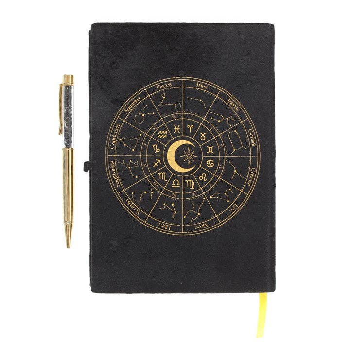 Carnet Astrologie avec stylo obsidienne noire