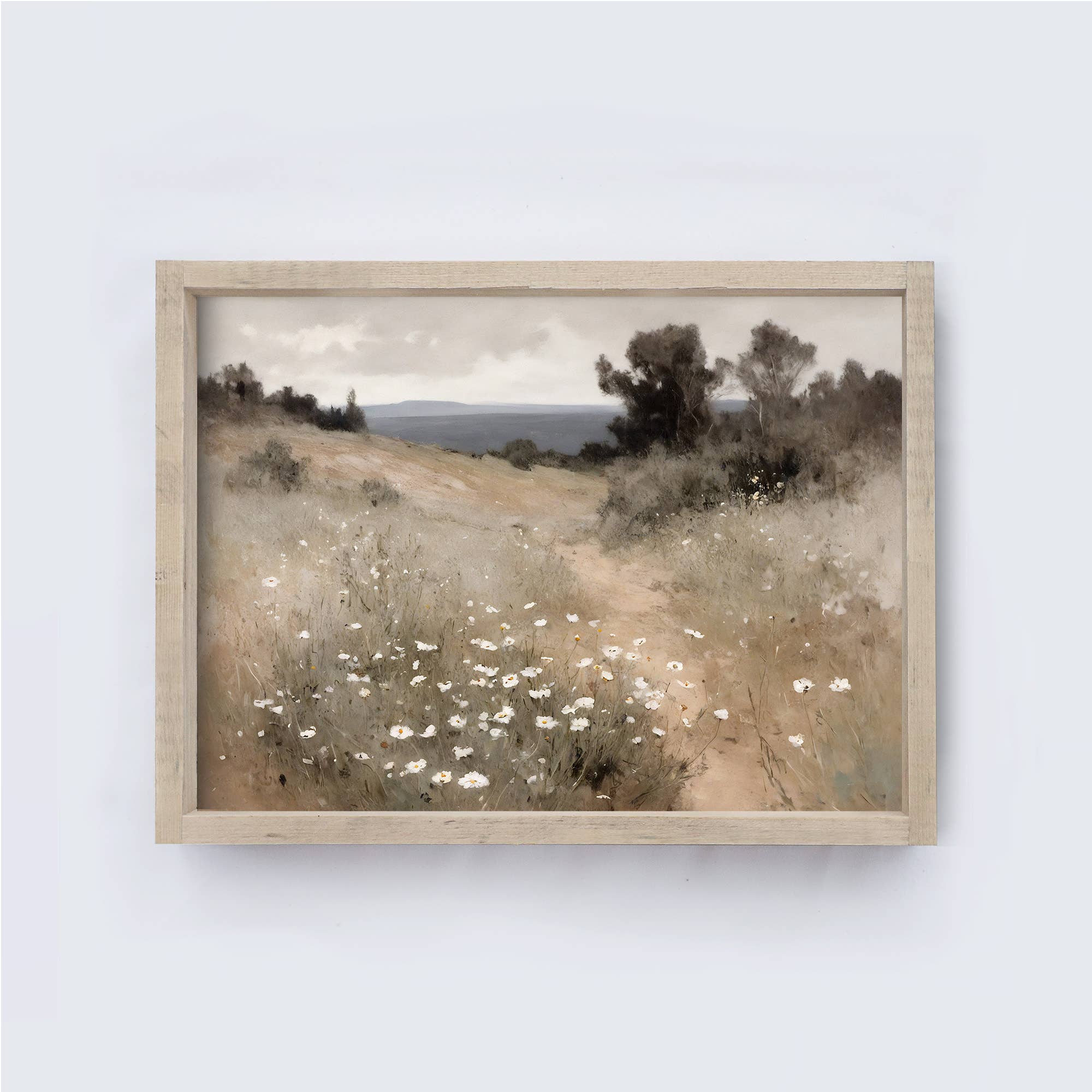 Impression encadrée vintage | Paysage champs floral