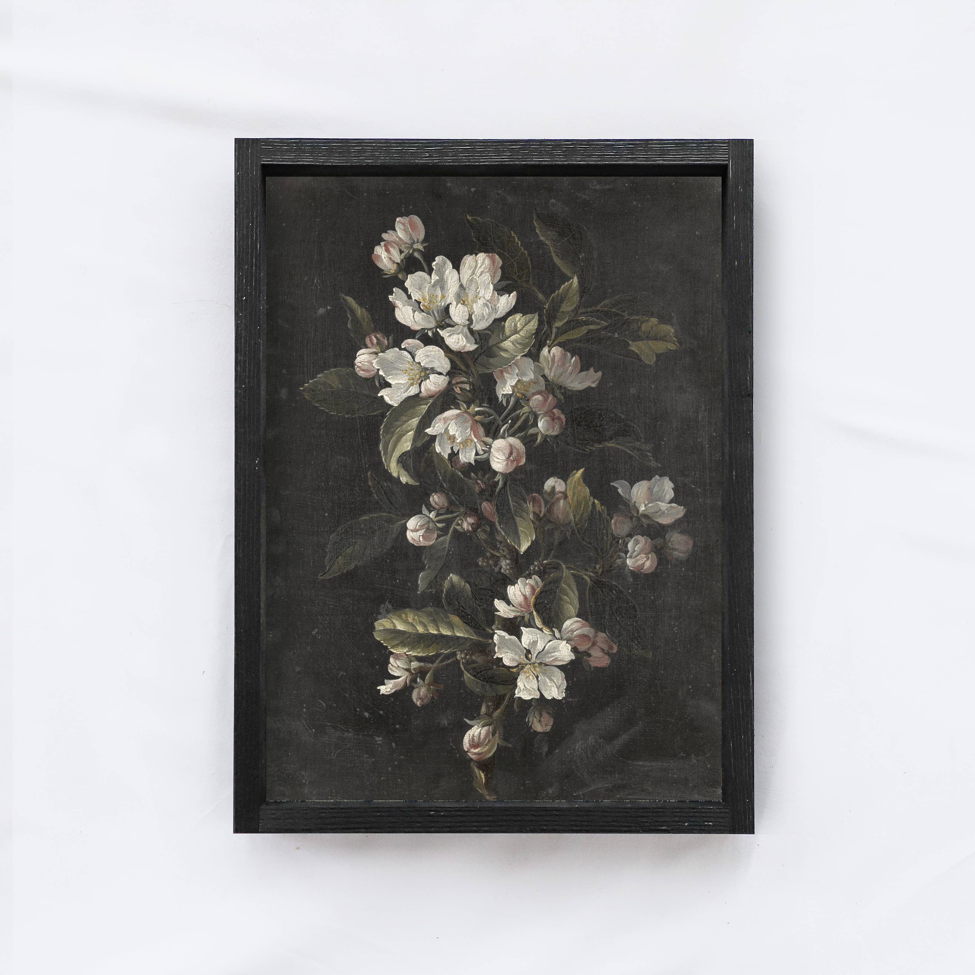 Impression encadrée vintage | Art mural floral foncé