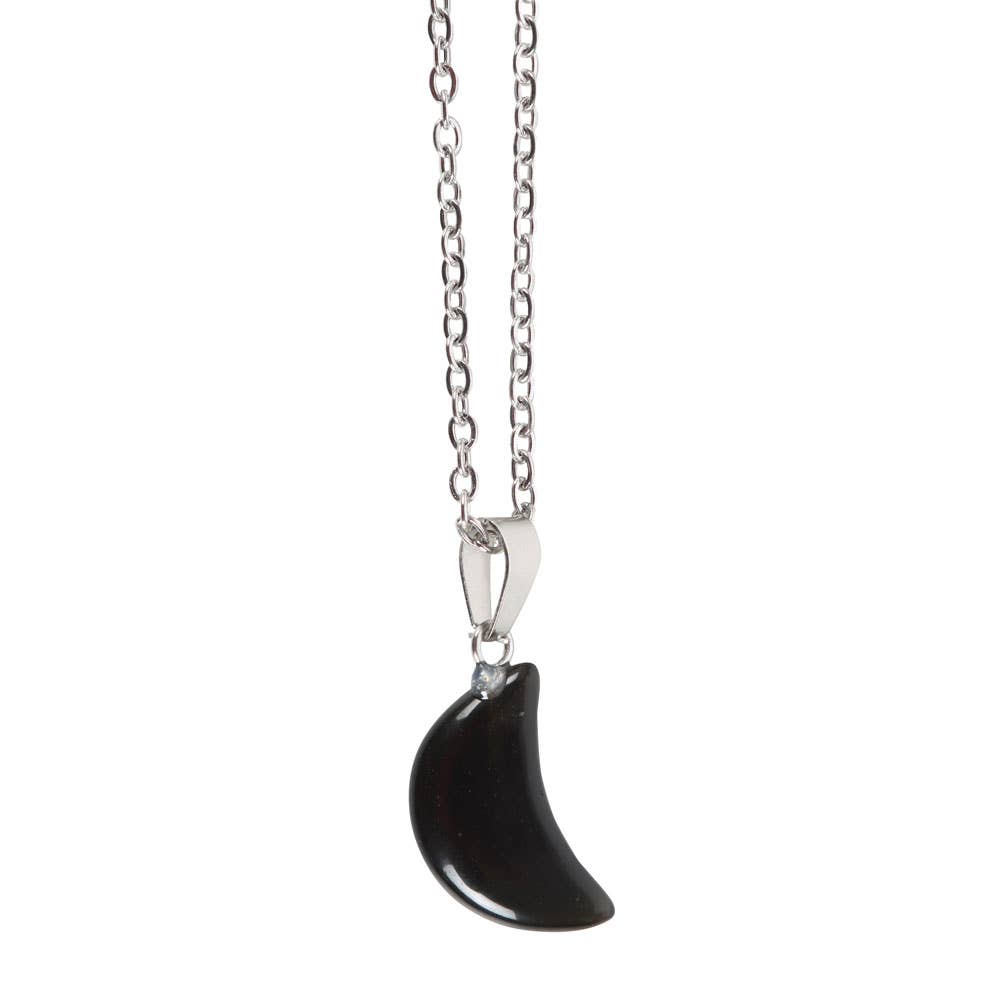 Collier lune d'obsidienne sur carte de vœux