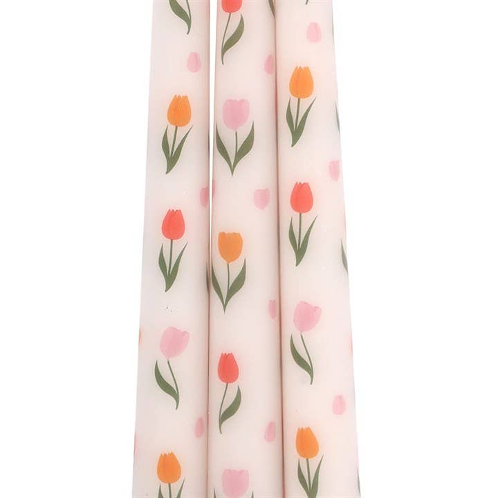Ensemble de 3 bougies imprimées tulipes
